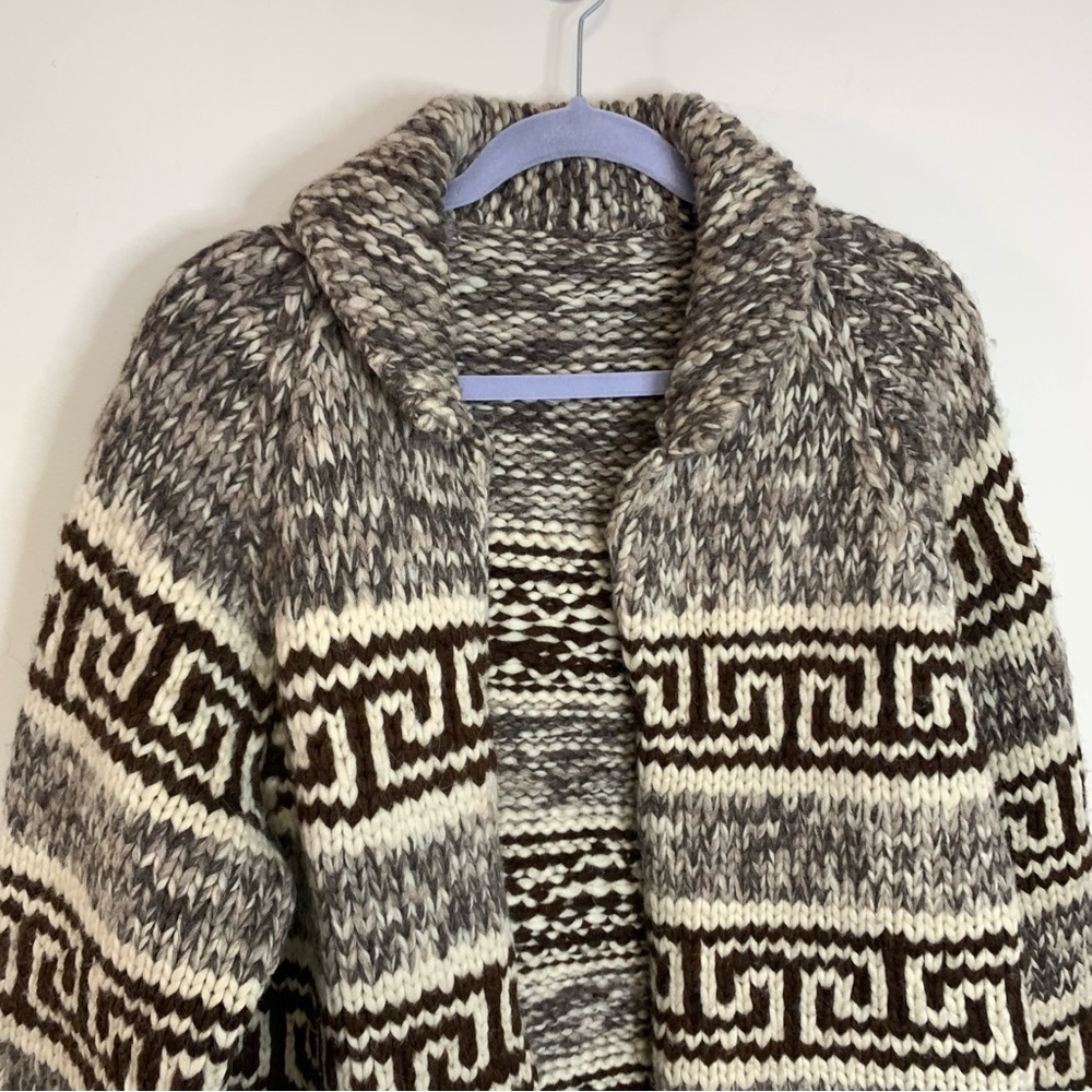 Cowichan Handmade Wool Sweater Jacket L - Picture 5 of 6